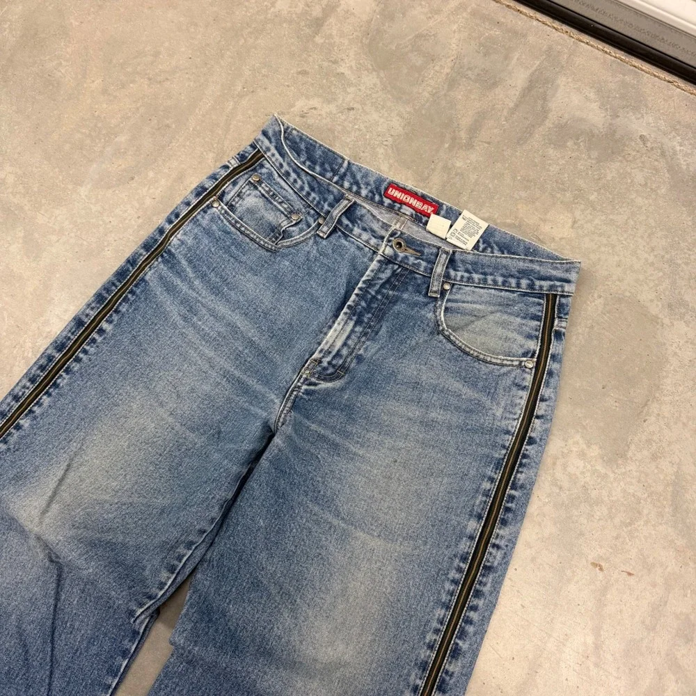90s Men Unionbay Side Zip Wide Leg Skater Denim Jeans 32x30